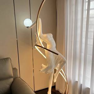 JACKSUN Dance Girl Art Figurines Estatua de resina moderna Decoración Lámpara de pie Blanco 1,8 metros para el vestíbulo del hotel Dec Lighting - Product Image 3