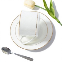 Ensemble tasse et soucoupe à café en porcelaine fine de style européen moderne et luxueux, logo personnalisable, Phnom Penh HUANGE à bord doré