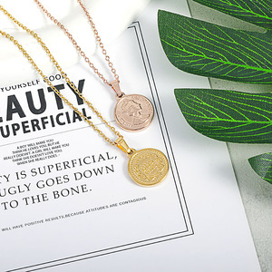 Collana con Ciondolo Rotondo in Oro con Ritratto di Elisabetta 1989, Stile Retrò Britannico, Medaglia Dollaro, Catena da Clavicola Cool Wind - Product Image 3