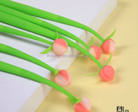 Stylos gel mignons Kawaii en forme de fleurs de pousses de haricots, pointe de 0,5 mm, 4 couleurs assorties, papeterie pour étudiants, stylos promotionnels