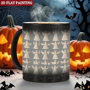 Custom Wedding Pattern Magic Mug Frosted Black 11oz <b>Ceramic</b> Heat Sensitive <b>Cup</b> - Product Image 6
