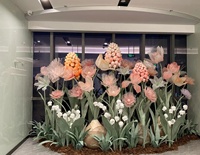 Decoratief Bloemontwerp Kunstmatige Gigantische Organza Poppy Iris Hyacint Bloem Voor Raamdecoratie Bruiloft Bloemenset
