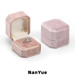 Caja <span class=keywords><strong>de</strong></span> Anillos Octogonal Vintage con Bisagras, Forro <span class=keywords><strong>de</strong></span> Terciopelo, Doble Ranura para Propuesta <span class=keywords><strong>de</strong></span> Matrimonio, Joyería, Exhibición en Tiendas y Fotografía - Product Image 1