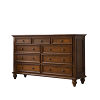 Commode de chambre à coucher de style accentué en bois, commode à tiroirs larges pour mobilier de chambre à coucher, usage domestique