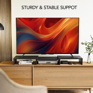 Organisateur de bureau à fente extra fonctionnelle à double moniteur en bois Riser-<span class=keywords><strong>Support</strong></span> pour ordinateur portable à écran à <span class=keywords><strong>3</strong></span> étagères avec longueur et angle réglables - Product Image 5