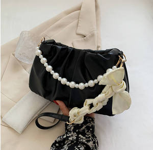 Bolso de moda para mujer, bolso de mano con cadena de perlas, cuero PU, elegante bolso de hombro para mujer - Product Image 2