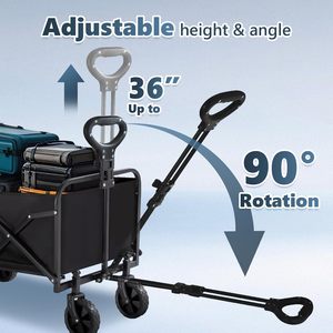 Robuster Klappbarer Stahlwagen mit 100L Kapazität, Faltbarer Nutzwagen mit Getränkehaltern, Tragbar für Camping - Product Image 3