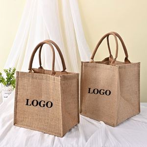 Bolsa de Compras Personalizada con Logotipo, Bolsa de Lona de Color Kraft, Bolsa de Yute Reciclado con Asas de Lino, Bolsa de Regalo Promocional con Logotipo - Product Image 1