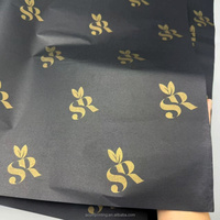 Papier de soie noir 17 g/m² avec logo argenté imprimé pour emballage de vin, chaussures, bougies, chaussettes, cadres, sous-vêtements