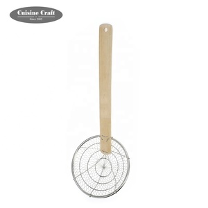 Bán Hot Dây Thép Không Gỉ Lọc Dây Colander Sàng Dây Skimmer Với Tay Cầm Bằng Gỗ - Product Image 3