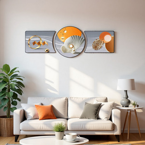 Peinture décorative murale triptyque <span class=keywords><strong>ShanYu</strong></span> pour salon, haut de gamme, moderne et simple, motif animal, nature morte imprimée, cadre en PVC doré - Product Image 3