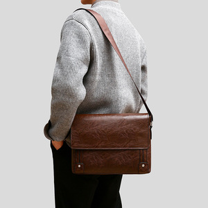 Nouvelle <span class=keywords><strong>sacoche</strong></span> en PU <span class=keywords><strong>horizontale</strong></span> décontractée, sac à bandoulière, <span class=keywords><strong>sacoche</strong></span> d'ordinateur, sac messager en cuir de haute qualité pour hommes - Product Image 4