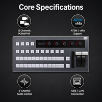 Panneau de contrôle de diffusion en direct 12 canaux PGM PVW ATEM VMix OBS Switcher Controller PoE USB LAN Tally Translation Fabricant Vente en gros