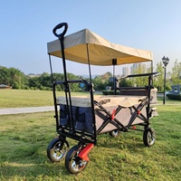 Wagon pliant à usage intensif certifié CE Capacité de 100kg avec structure de plate-forme à roues à 360 ° pour camping/vente au détail OEM personnalisable