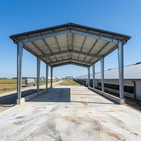 Structure en acier pour abri d'élevage, hangar pour bovins, moutons, porcs, démontable, réutilisable, économique, haute performance