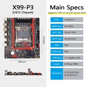 ชุดคิทพีซี X99-P3ใหม่รองรับการบูตที่ปลอดภัย Win11 4X DDR3สล็อตแรมคอมโบ Intel Xeon <span class=keywords><strong>E5</strong></span> <span class=keywords><strong>V3</strong></span>เมนบอร์ด TPM2.0 DDR3 X99 - Product Image 3