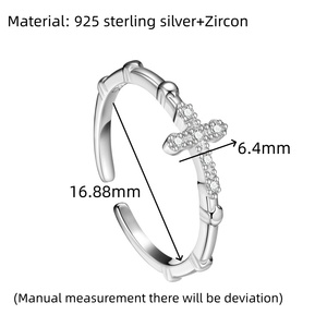 Anillo de Plata de Ley 925 Auténtica con Cruz Lateral Exquisita de Fe, <span class=keywords><strong>Esperanza</strong></span> y Amor, Anillos Apilables de Compromiso con Circonita Cúbica para Mujer - Product Image 2