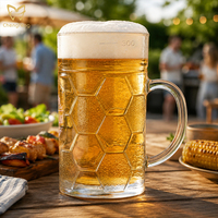 Chope à bière en verre personnalisée avec fossettes, logo d'entreprise gravé sur mesure, verre à bière artisanal à base épaisse pour hommes