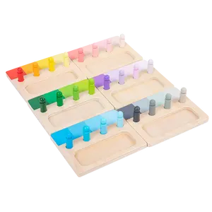 Duyusal malzemeler peg bebekler renk tabletler Montessori renk disk ahşap renk eşleştirme kurulu
