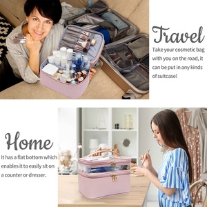 Double Layer Clear Cosmetic Bag Waterproof PVC Makeup Bag Travel <b>Toiletry</b> Organizer Portable Marble <b>Storage</b> Pouch for Women - Product Image 6