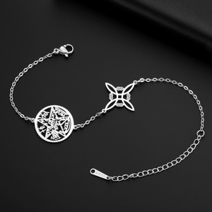 Jeshayuan - Brazalete de Acero Inoxidable con Nudo de Bruja, Tetragramatón Hebreo, Pentagrama, Amuleto <span class=keywords><strong>para</strong></span> Mujer, Regalo de Joyería - Product Image 2