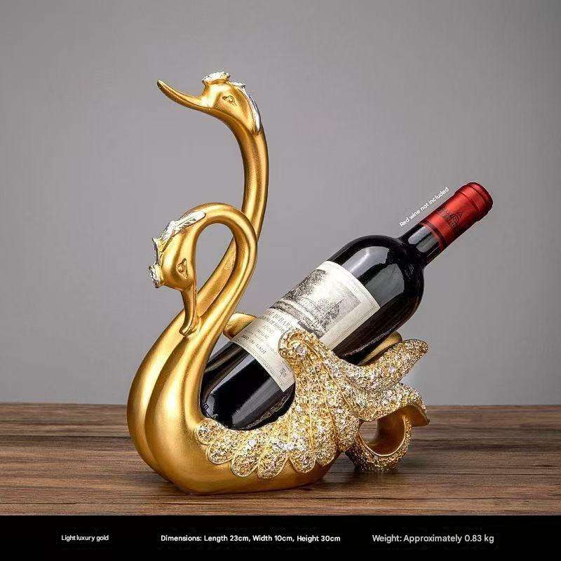 Swan-shaped wine rack (gold)