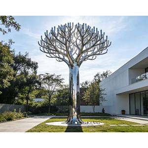 Escultura de Árbol de Sauce Llorón de Acero Inoxidable, Estatua de Árbol de Metal con Acabado Espejo, Arte para Jardín y Paisajismo Exterior - Product Image 4