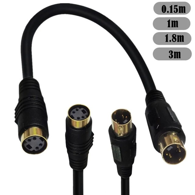 S-Video Cable Mini DIN 4 Pin Cable Male to Male / Female Gold Plated Connector Compatible for DVD DSS Receivers, VCRs, DVRs/PVRs