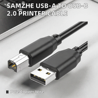 Kabel Printer USB 2.0 Tipe A ke B Male to Male 0.5m Kabel Data untuk Printer Scanner