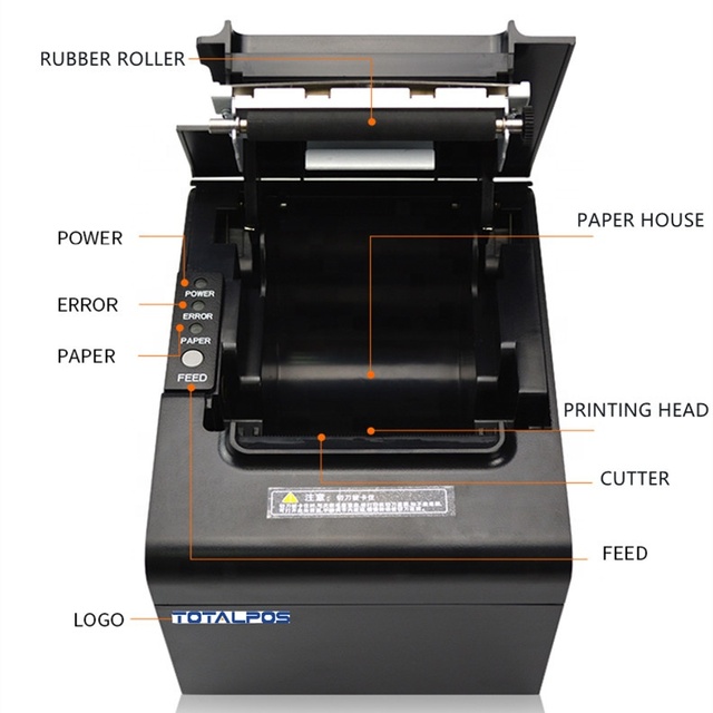 TOTALPOS High Quality Fast 250mm/sec USB SERIAL LAN Desktop Bill Ticket POS Receipt 80mm Thermal Printer