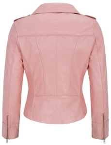 Chaqueta de Mujer Personalizada 100% Cuero Nappa Rosa Bebé Vintage con Acabado Envejecido, Marca Privada OEM/ODM, Estilo Heritage - Product Image 4