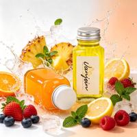 Bouteille en verre carrée de 60 ml pour jus concentré, étiquette personnalisée disponible en stock, livraison rapide, emballage de liquides pour boissons