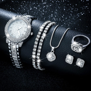 Set di 7 Pezzi di Lusso con <span class=keywords><strong>Orologio</strong></span> e <span class=keywords><strong>Bracciale</strong></span> da <span class=keywords><strong>Donna</strong></span>, Elegante Set di Gioielli con Strass <span class=keywords><strong>per</strong></span> San Valentino, <span class=keywords><strong>Orologio</strong></span> al Quarzo e <span class=keywords><strong>Bracciale</strong></span> da Polso Femminile - Product Image 3