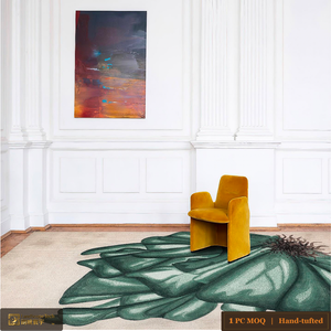 Tapis de forme irrégulière en algues marines LandScopeTech, 13 mm, tissé à la main, laine de Nouvelle-Zélande, soie de bambou, tapis de luxe, respectueux de l'environnement - Product Image 2