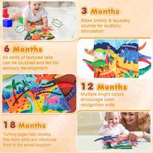 Livre en tissu pour le temps sur le ventre pour bébé de 0 à 6 mois, de 6 à 12 mois, livre sensoriel tactile et froissé avec anneau de dentition pour tout-petit - Product Image 3