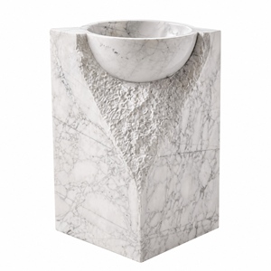 Poulars - Lavabo de Pedestal de Piedra Natural de Lujo, Fabricado a Mano, Lavabo de Mármol Arabescato Corchia - Product Image 2