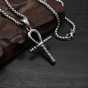 Collar con colgante vintage de acero inoxidable 316L, chapado en oro PVD de 14K/18K, joyería fina para hombre, collar de moda con cruz Ankh para hombre - Product Image 5