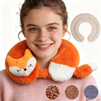 Compresse chaude et froide en peluche renard, chauffe-cou et épaules lesté pour micro-ondes, rembourré aux herbes
