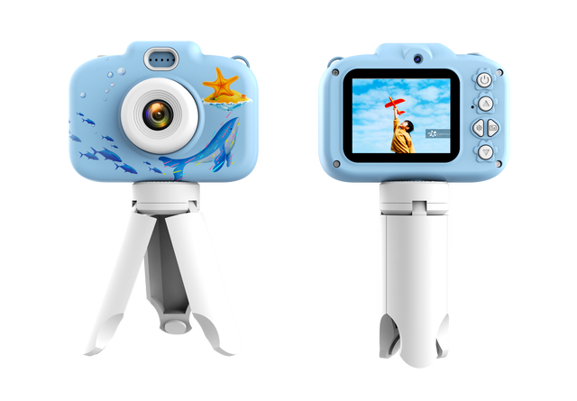 Kids Digital Camera with Tripod, 30MP Dual Lens Selfie Camera, 2.0" IPS Screen, Toy Camera for Boys Girls with Photo/Video/Game