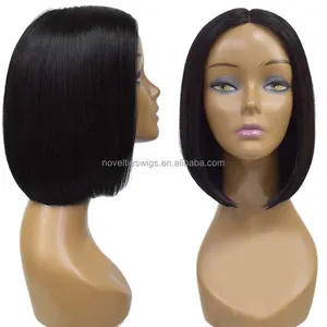 Novelties Silky Straight Short Bob Wigs Synthetic Hair Middle Part Lace Part Wig Bob Wig For Women