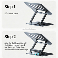 Concentrateurs USB ergonomiques multifonctionnels en alliage d'aluminium avec support rotatif pour PC portable, support de refroidissement pliable, station d'accueil de bureau