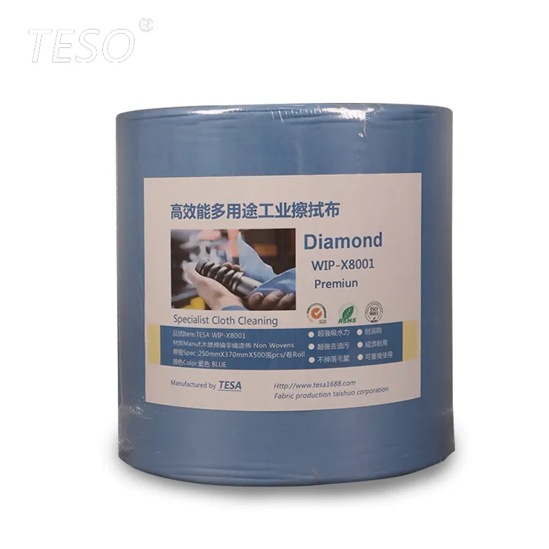 81001 Suzhou bleu non tissé nettoyage à sec essuyage lingettes industrielles robustes rouleau de tissu de papier