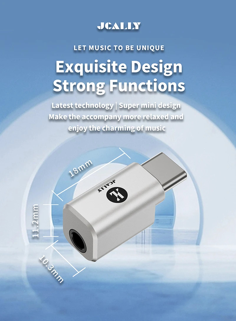 JCALLY JA31 Type C to 3.5mm Audio Adapter for Earphones