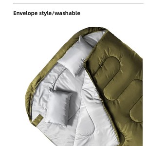 Doppia dimensione caldo comodo inverno <span class=keywords><strong>sacco</strong></span> <span class=keywords><strong>a</strong></span> <span class=keywords><strong>pelo</strong></span> con cuscino in poliestere busta campeggio attrezzatura da esterno per adulti - Product Image 3