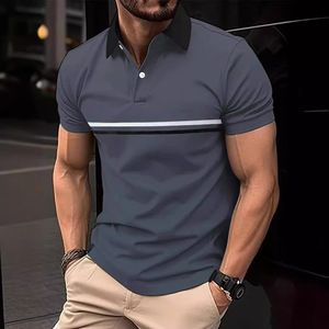 Vật tư sản xuất Áo Polo nam mùa hè Áo thun nam Áo Polo Áo thun thường ngày Áo thun phối màu Áo thun nam in hình - Product Image 3