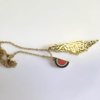 Collier avec pendentif drapeau de la Palestine et pastèque, en métal de haute qualité, pour femmes et hommes