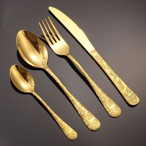 Ensemble de couverts en acier inoxydable avec motif floral, couteaux, fourchettes, cuillères pour dîner de mariage - Product Image 2