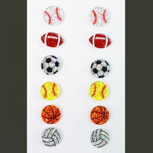 Boucles d'oreilles sportives pour femmes en acrylique scintillant, boucles d'oreilles de baseball, softball, rugby, basketball, football, soccer pour le jour du match - Product Image 2