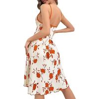 Chemise de nuit longue florale sans manches pour femme avec nœud frontal – Tenue décontractée pour dormir