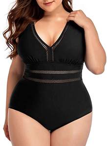 사용자 정의 새로운 플러스 사이즈 핫 세일 섹시 프린트 원피스 비키니 비치웨어 V 넥 수영복 뚱뚱한 여자 컷 아웃 수영복 - Product Image 4